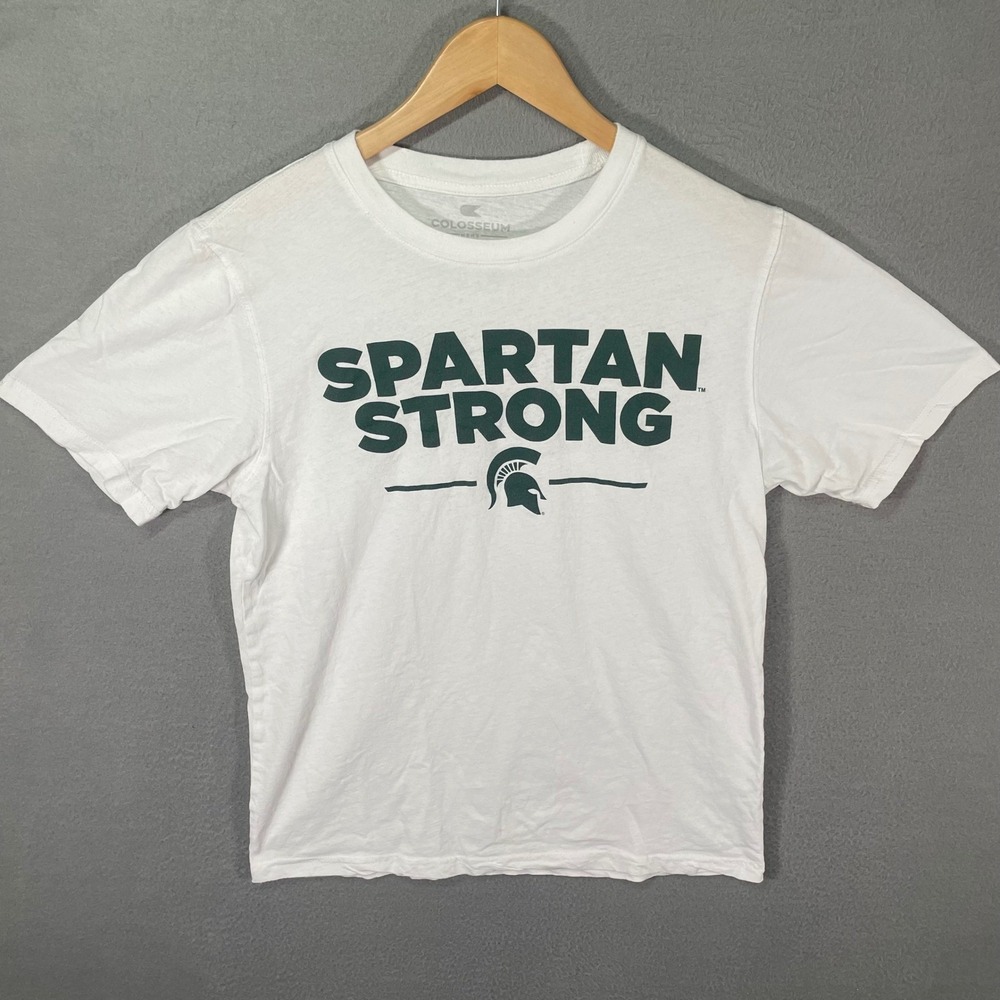Michigan State Spartans T Shirt Mens M White Spartan Strong Graphic Tee